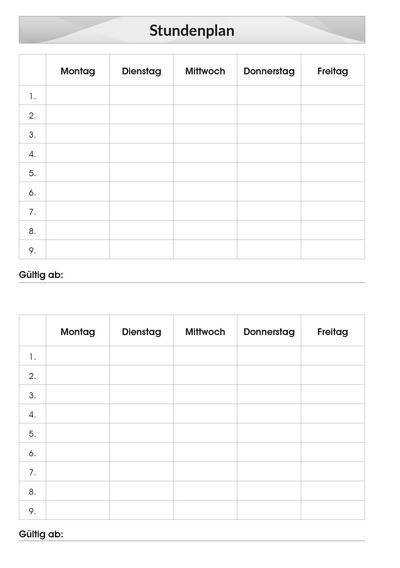 Stundenpläne im Schulplaner