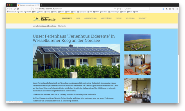 Website eines Ferienhauses von printaholics erstellt