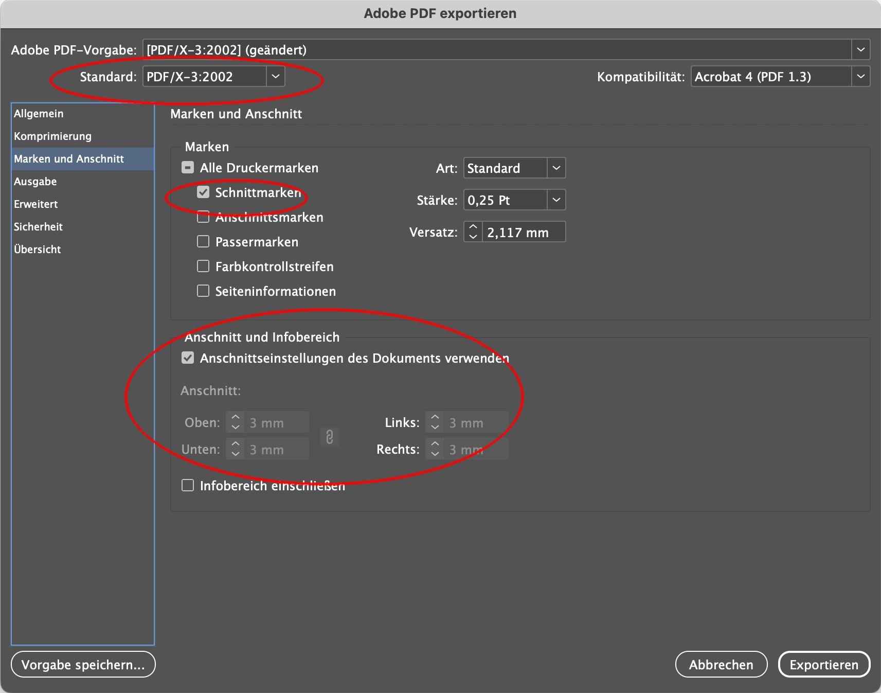 PDF Export Einstellungen Indesign Maturazeitung